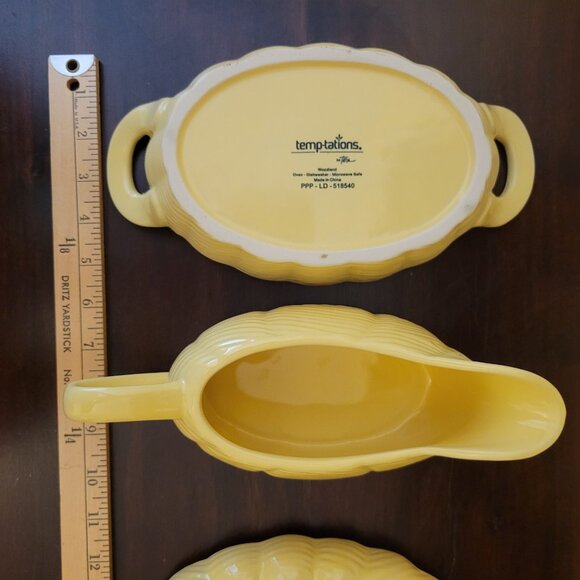 Temptations Yellow Woodland Gravy Boat & Small Covered Baker - NWOT - Picture 6 of 6